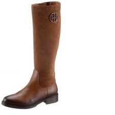 Tommy Hilfiger Longboot FW0FW05163 Leder Stiefel Boots cognac braun Gr. 39