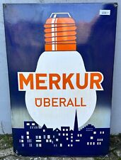 ALTES ORIGINAL EMAILSCHILD MERKUR GLÜHBIRNEN GLÜHLAMPE GROSS EISENBAHN REKLAME