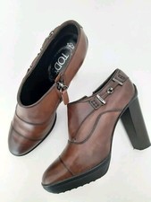 Luxus TOD´S Ankle Plateau Heel Boots Leder Schuhe Booties Stiefelette  38 TOP
