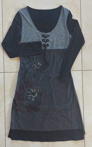Kleid schwarz grau - schwarz,