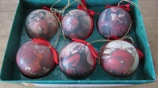 6 x Weihnachtskugeln Christbaumkugeln Baumschmuck Nostalgie Kugeln  ( A )