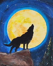 Acrylbild auf Leinwand, Wolf