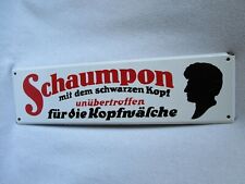 Schaumpon mit dem schwarzen Kopf Emailschild Schwarzkopf Emaille Schild 50x14cm