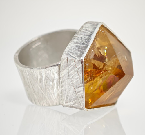 Großer citrin ring 925 silber - 925,