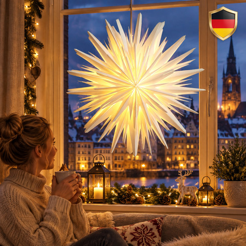 Weihnachtsstern beleuchtet - weihnachtsstern,
