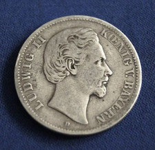 Silbermünze Kaiserreich Bayern 2 Mark Ludwig II 1876 D