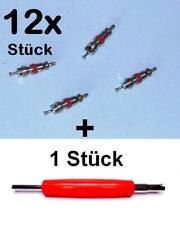 12 Ventileinsätze + Ventilschrauber PKW Zubehör Ventilausdreher Gummiventile