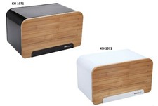 Brotkasten Brotkorb Brotbox mit Schneidebrett Holzdeckel Stahlbrotbox KINGHOFF