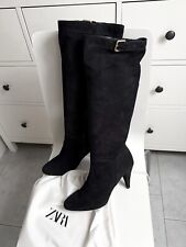 Zara Stiefel Wildleder Echtleder Lederstiefel 39 Top schwarz Antirutschsohle