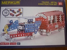 MERKUR 00320 Metallbaukasten Eisenbahn mit Anhänger Nr.32 - 300tlg. NEU OVP--