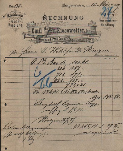 Langewiesen rechnung 1887 - langewiesen,,