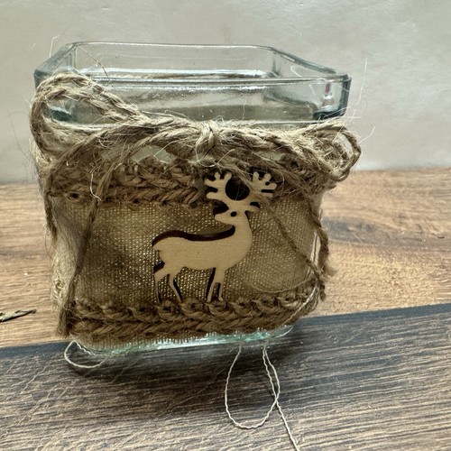 Glas windlicht mit jute - jute, &