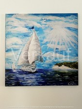 Kunstdruck "Segelschiff vor Kreideküste Rügen" – 60 × 60 cm – maritimes Wandbild