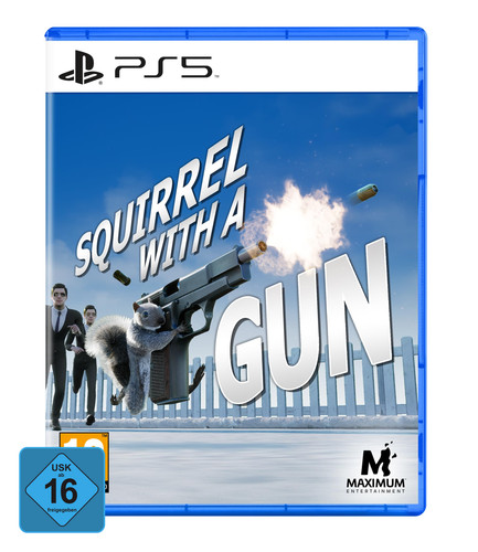 Squirrel with gun action - a,