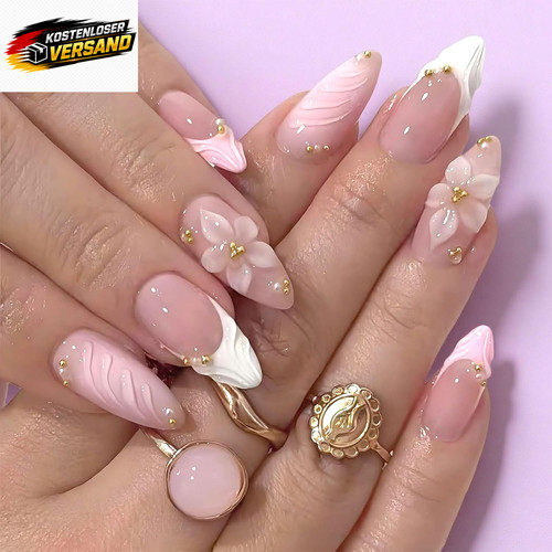 24pcs pink almond press - 3d,