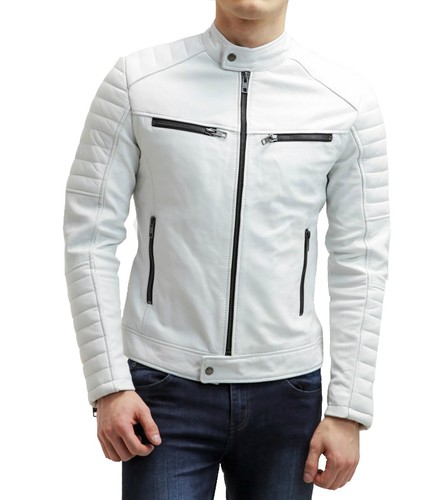 Weiße lederjacke herren - lederjacke,