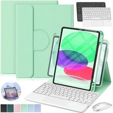 360° Hülle mit Touchpad Tastatur für iPad A16 11/10/9/8/7. Gen Pro Air 11" M2 M3