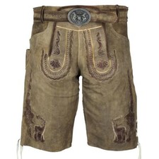 Herren Lederhose Chris antik fein genarbt kurz Trachtenhose Gürtel MS-Trachten