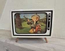 alte DDR Spardose Sparbüchse Sandmann auf Simson Moped Fernseher Abendgruß.