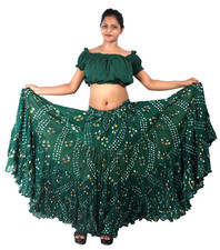 GRÜN Baumwolle JAIPUR 25 Yard 4 Ebenen Zigeuner Rock amerikanischer Bauchtanz...
