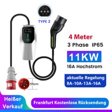 11KW 16A EV CEE Ladegerät Typ 2 Ladekabel Elektroauto 3 Phase PHEV Wallbox 4m