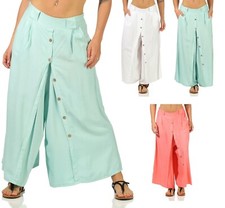 Palazzo Hose Damen Hosenrock Culotte weites Bein leichter & luftiger Tuchstoff 