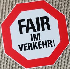 Auto - Aufkleber "Fair im Verkehr", ADAC u. Fuhrgewerbe Berlin um 1990, Ø 11cm