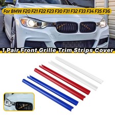 Kühler Grill Zierleisten V Streben Blau/Rot/Weiß Set für BMW F20 F22 F30 F36 G20
