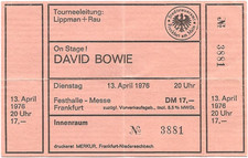 David Bowie  In Concert 1976 Frankfurt  Ticket / Konzertkarte / Eintrittskarte