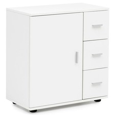 WOHNLING Badschrank WL5.877 Midischrank Weiß Badezimmerschrank Matt Kommode
