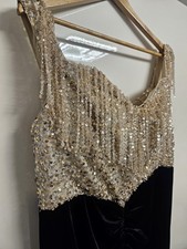 Abendkleid Damen Gr.48 Schwarz Mit Gold  Schöne Uhrfiugur