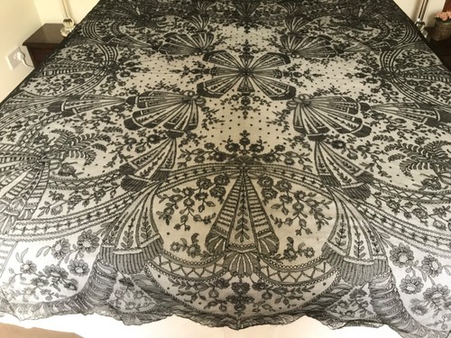 Antikes schwarzes spitzenschal - schwarzes,