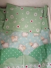 Babybettwäsche Kinderbettwäsche Schafe Blumen Grün 