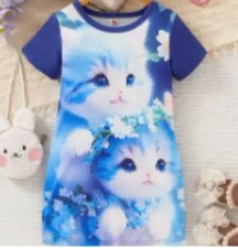 Niedliches Mädchenkleid Katze Gr. 128/134 neu