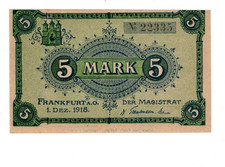 Notgeldschein Frankfurt an der Oder 5 Mark von 1918