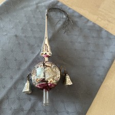 Alte Christbaumspitze silber Leonischer Draht Glöckchen