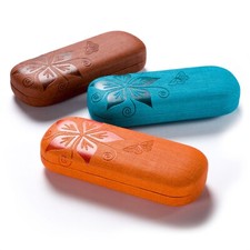 FEFI® – Brillenetui Nature in geprägtem Blumen-Design  + Brillenputztuch