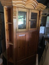 Eckschrank Kiefer - oben Glastüren