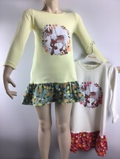Kinder Kleid,Mädchen,Pferd,Rüsche,langarm,98,104,110,116,2Farben,Blumen