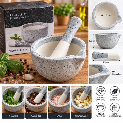 Mörser stößel granit 330ml - granit,