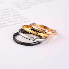 Damen Ring Verlobungsring Edelstahl Fingerring Schmuck 2mm Breit Silber RoseGold