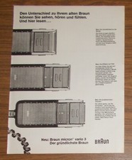 Seltene Werbung vintage BRAUN MICRON VARIO 3 Rasierer - Unterschiede 1985