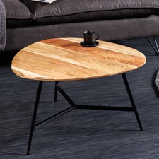 Massivholz Couchtisch BEAUTY BY NATURE 60cm Akazie dreieckig Metall schwarz