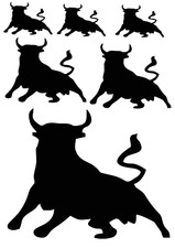 Stier Bulle Aufkleber 6 Stück Heckscheibe Wandtattoo Spanien Sticker AN52