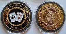POKER / KARTEN / LAS VEGAS / CHIP - MEDAILLE - 24 KARAT VERGOLDET - KOLORIERT 