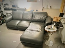 Original STRESSLESS Ledercouch Sitzlandschaft Sofa grau Glattleder