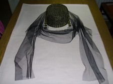 schwarzer Hut mit Schleier für Bauchtanz