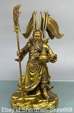 9,6" Alte China Kupfer Feng Shui Guan Gong Yu Pennant Glück Statue