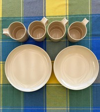 Camping Geschirr beige Melamin für 3 Personen 11-teilig