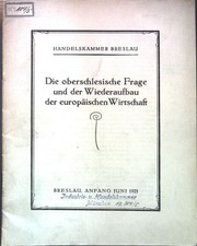 Die oberschlesische Frage und